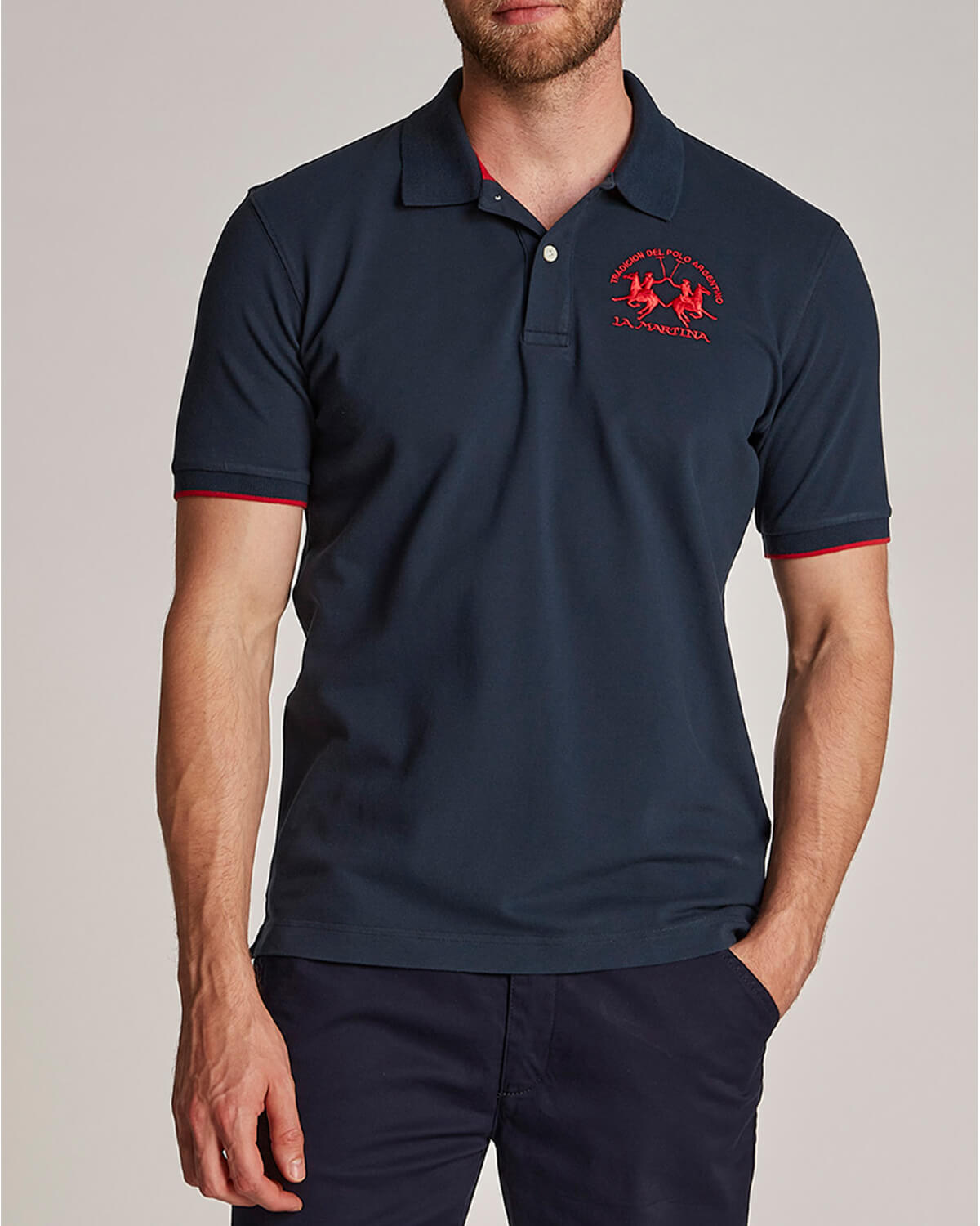 LA MARTINA Ανδρική Κοντομάνικη Polo Μπλούζα La Martina - 3LMCCMP01 07017