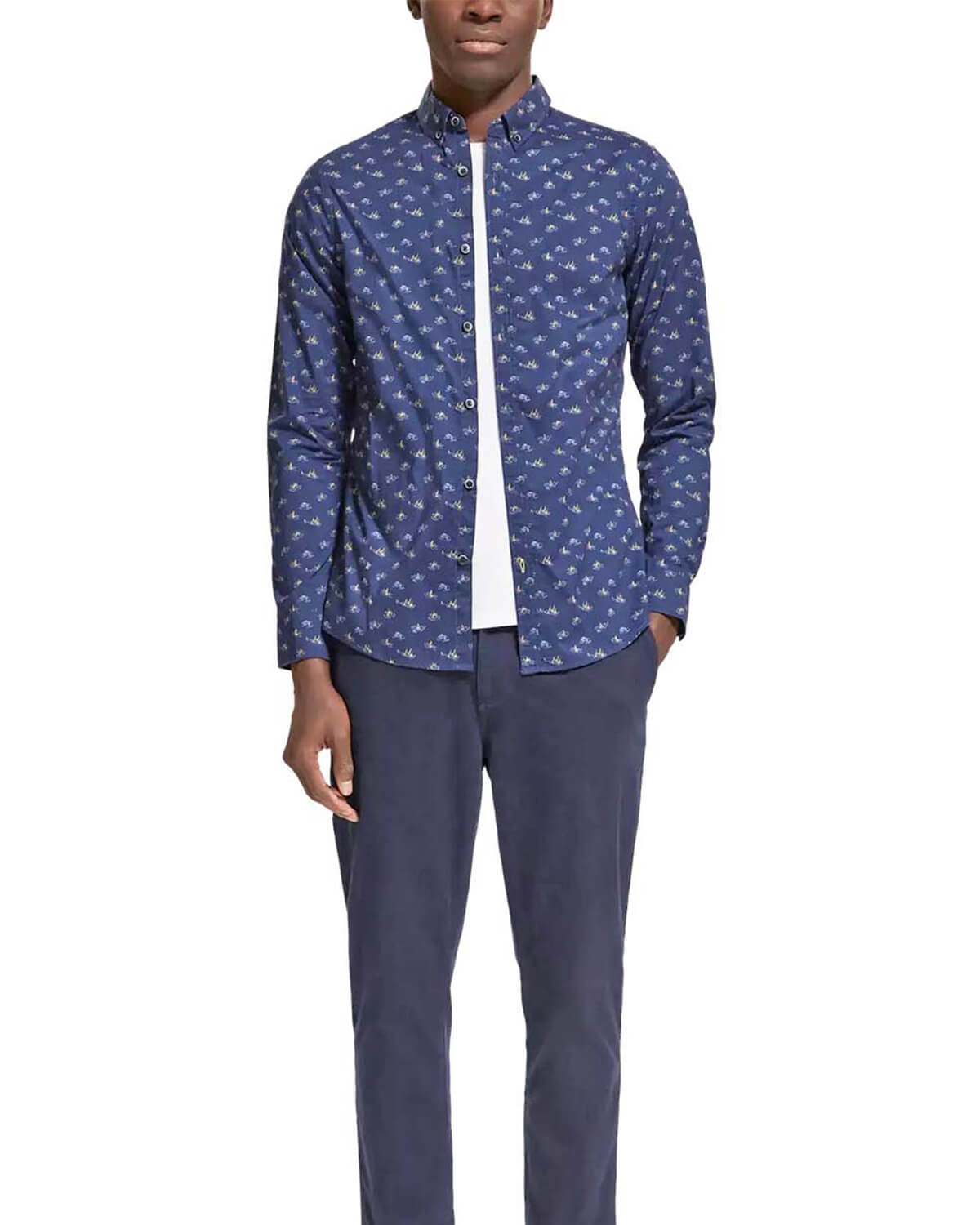 Πουκαμισο Ditsy Aop 175483 SC7113 navy blue sailboat aop φωτογραφία