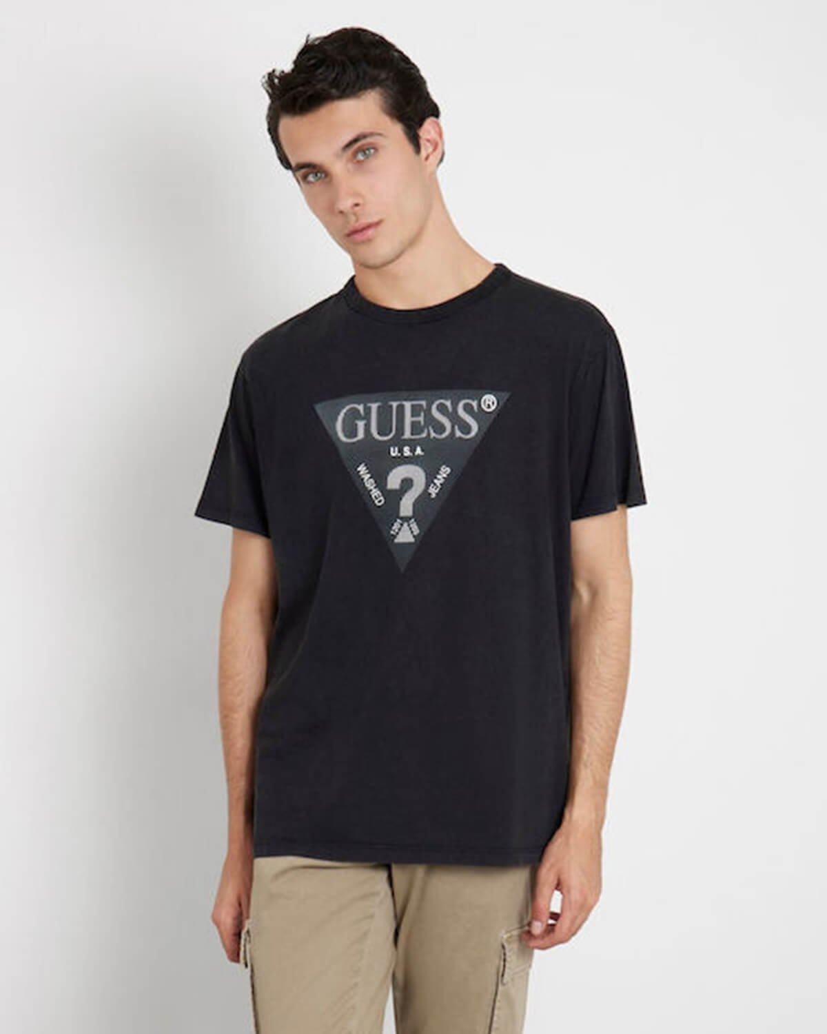 GUESS Ανδρική Κοντομάνικη Μπλούζα Guess - Cn Treated Triangle