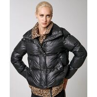 Spell - 9127 Short Puffer Jacket With Leopard Inside 