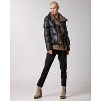 Spell - 9127 Short Puffer Jacket With Leopard Inside 