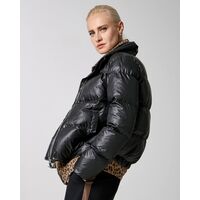 Spell - 9127 Short Puffer Jacket With Leopard Inside 