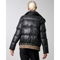 Spell - 9127 Short Puffer Jacket With Leopard Inside 