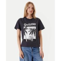 Γυναικεία Κοντομάνικη Μπλούζα Guess - Ss Palm Print Washed