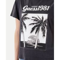 Γυναικεία Κοντομάνικη Μπλούζα Guess - Ss Palm Print Washed
