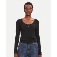 Calvin Klein - Ls Woven Label 2X2 Rib Scoop Nec   