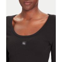 Calvin Klein - Ls Woven Label 2X2 Rib Scoop Nec   