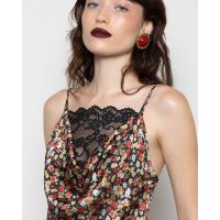 Mallory The label - Ruby Satin Slip Dress With Lace 