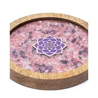 Mani - Coaster wood Lotus, rose quartz &amp; amethyst  