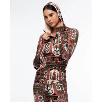 Peace And Chaos - Mystic Bloom Fitted Active Zip Hoodie With Thumbholes  