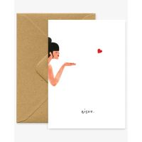 Atws- Bisous A6 Size Love Card In Natural White Paper