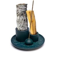 Mani - Ceramic Palo Santo Smudge and Incense Burner Flower Motif