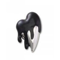 Crocs - Silver and Black Enamel Heart