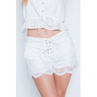 Minkpink - Crescent Moon Anglaise Lace Up Shorts