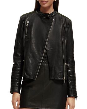 Scotch & Soda - Leather Jacket With Quilted Back