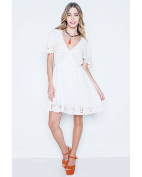 Minkpink - White Shadows Cape Shoulder Dress 