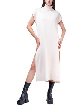 Women Dress Ioanna Kourbela "Less Is More " Turtleneck Long  W230305 12053-ecru 