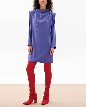 Women Dress Ioanna Kourbela "Draped Out" Mini Longsleeve W231503 13284-kineticpurple 
