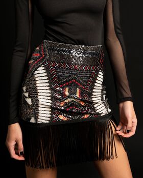 Peace And Chaos - Obsidian Short Sequin Skirt 