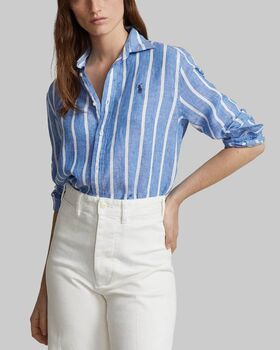 Women Shirt Polo Ralph Lauren Relaxed-Long Sleeve 211910644007 400 blue 