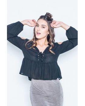 Minkpink - Island Bliss Cold Shoulder Lace Front Blouse Special Offer