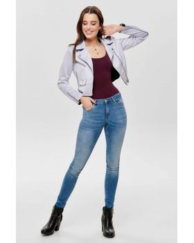 Only - Sherry Cropped Bonded Biker Jacket   