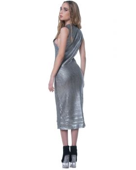 Minkpink - Shine Bright Foiled Knit Split Hem Midi Dress  