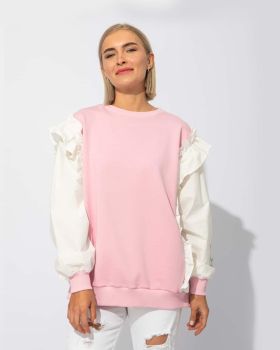 Sourloulou - 22S318 Sweat Top with Popline Pannels 