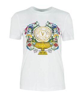 T-Shirt V-Emblem Garden Organic Jersey Stretch 74HAHF01CJ07F g03 white/gold