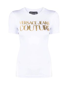 T-Shirt Logo Thick Foil Jersey Stretch 74HAHT01CJ03T g03 white/gold