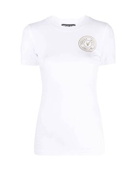 T-Shirt V-Emblem Thick Foil Jersey Stretch 74HAHT06CJ03T g03 white/gold