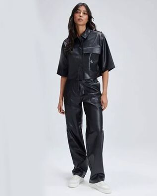 Γυναικείο Πουκάμισο Calvin Klein - Boxy Faux Leather