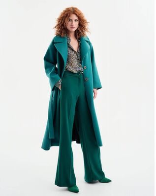 Access - 9022 Long Coat With Tied Belt