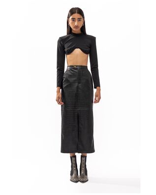 Mallory The label - Gala Midi Croco Skirt With Front Slit 
