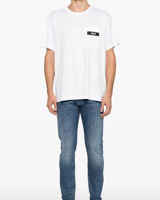 Men T-Shirt Versace Jeans Couture  76Up601T R Patch Logo    76GAHE05CJ00E 003 white