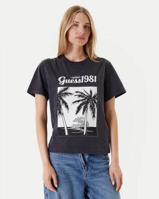 Guess - Ss Palm Print Washed Tee   