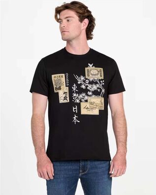 Ανδρική Κοντομάνικη Μπλούζα Guess - Ss Bsc Japanese Stamps