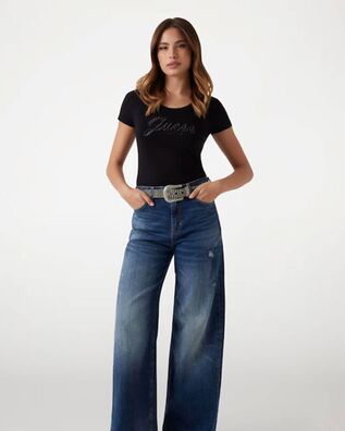 Γυναικεία Κοντομάνικη Μπλούζα Guess - Cn Ss Embro Script Logo