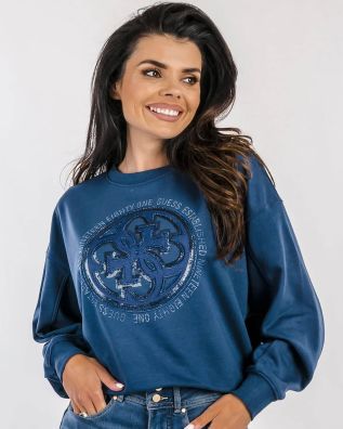 Γυναικεια Μακρυμάνικη Μπλούζα Φούτερ Guess - Cn 4G Logo Hotfix