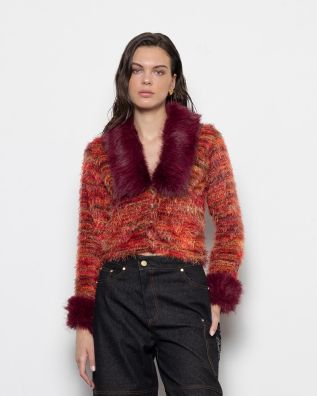 Γυναικεία Μακρυμάνικη Ζακέτα Mallory The label - Sonora Knit With Faux Fur Details