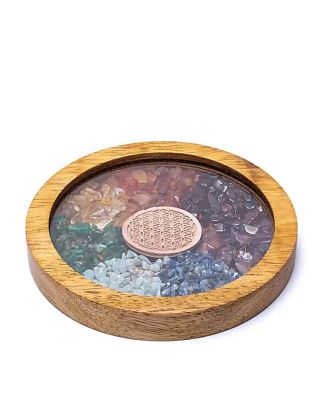 Mani - Coaster wood Chakras &amp; Flower of Life 