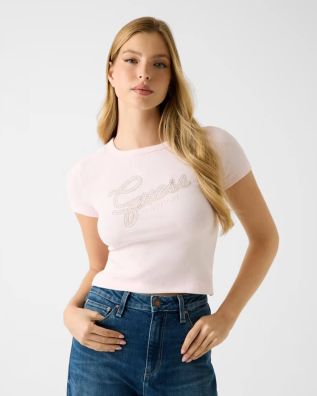 Guess - Ss Cn Guess Studs Script Tee