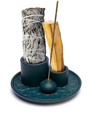 Mani - Ceramic Palo Santo Smudge and Incense Burner Flower Motif 