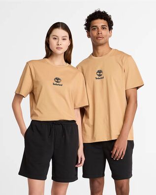 Timberland - Print Stack Logo Short Sleeve Tee Light Wheat Boot  