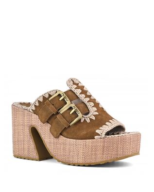 Mou - Γυναικείες Πλατφόρμες Raffia Platform Two-Buckles