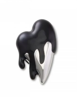 Crocs - Silver and Black Enamel Heart