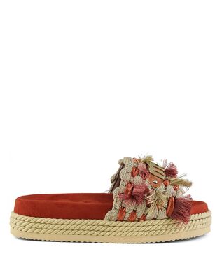 Mou - Monoband Rope Sandal Fringes - Big Letter Logo 