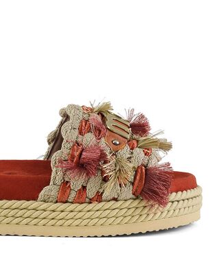 Mou - Monoband Rope Sandal Fringes - Big Letter Logo 