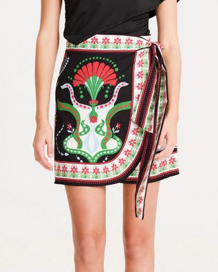 Peace And Chaos - Pomegranate Wrap Mini Skirt