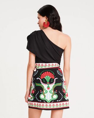 Peace And Chaos - Pomegranate Wrap Mini Skirt